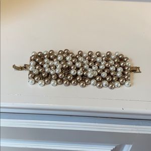 Stella & Dot Faux Pearl Bracelet Two Tone Pearl